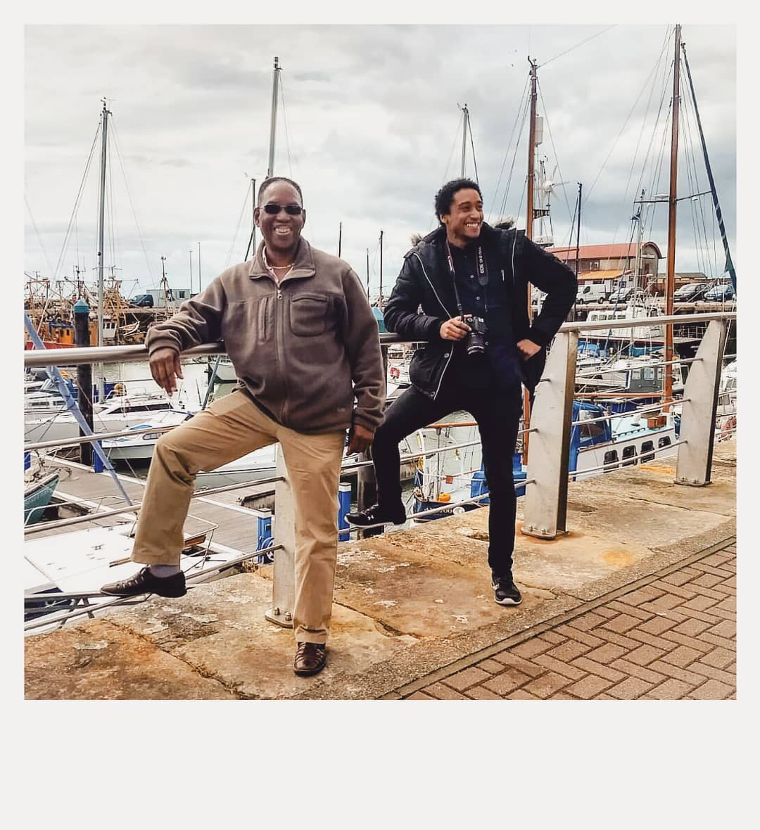 Me and my dad doing the signature 'man at sea' pose in Arbroath Harbour, Scotland.
(^o^)丿